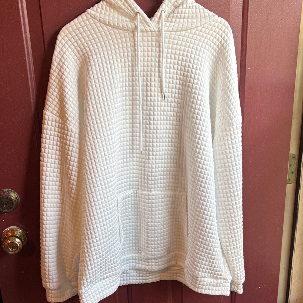 White Textured Hoodie 3XL